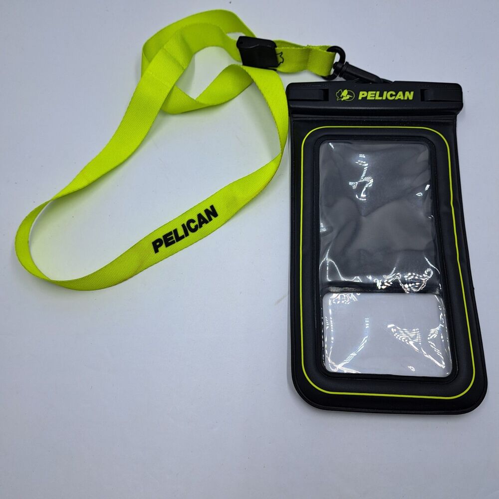 Pelican Marine Waterproof Phone Pouch Floating Case IP68 Neon Yellow Lanyard